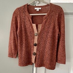 Christopher & Banks Rust Cardigan with Button Accents